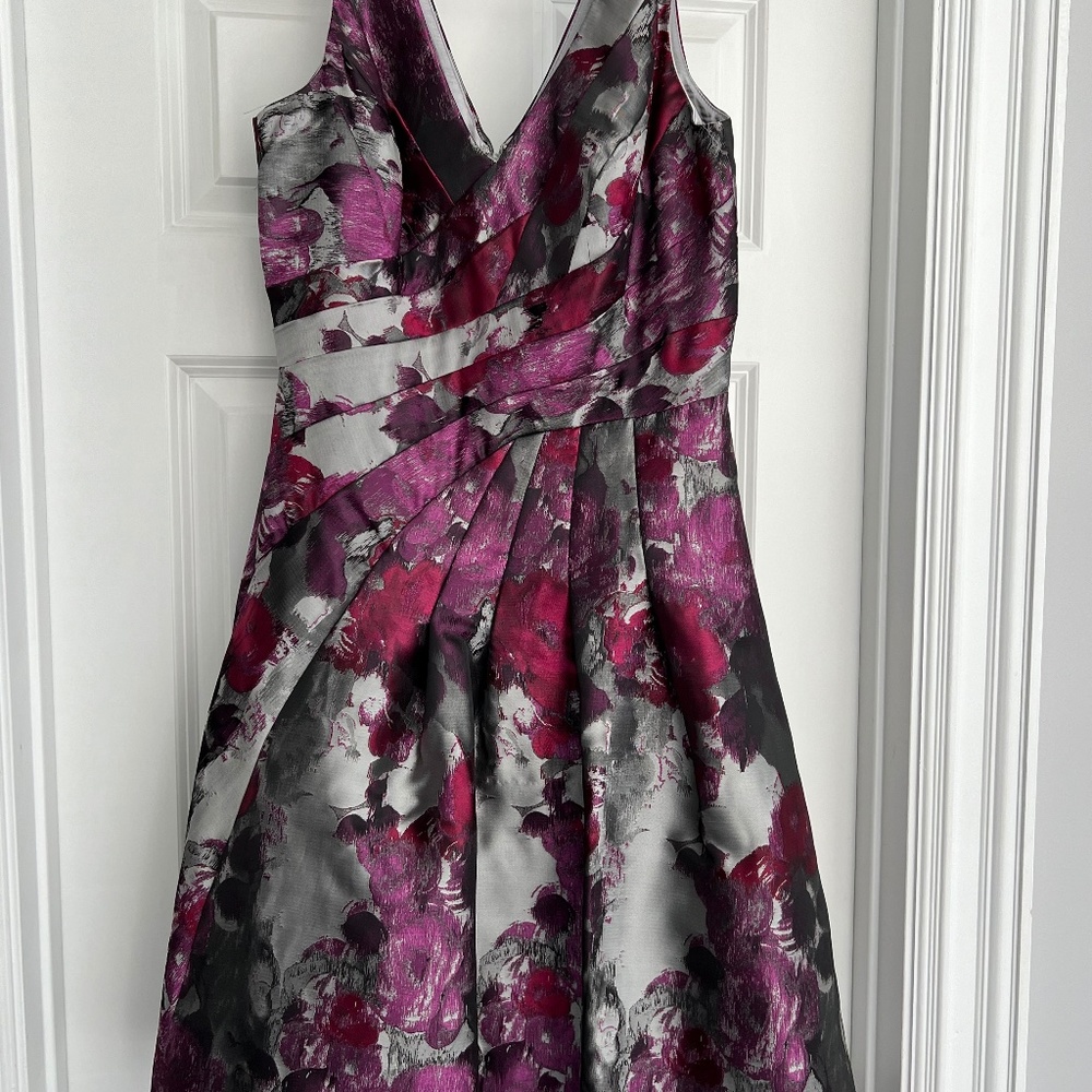 Metallic floral cocktail dress